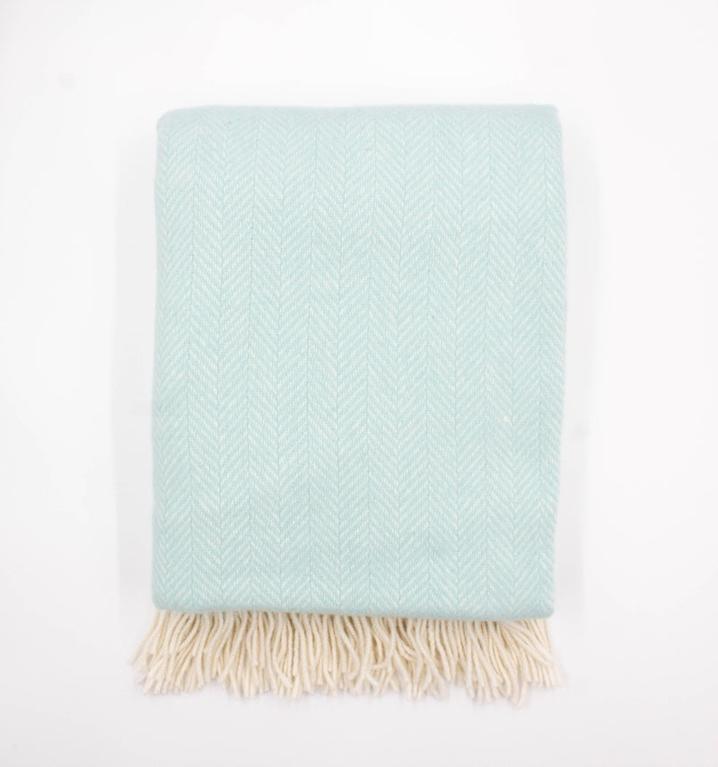 Merino Wool and Cashmere Throw - Aqua