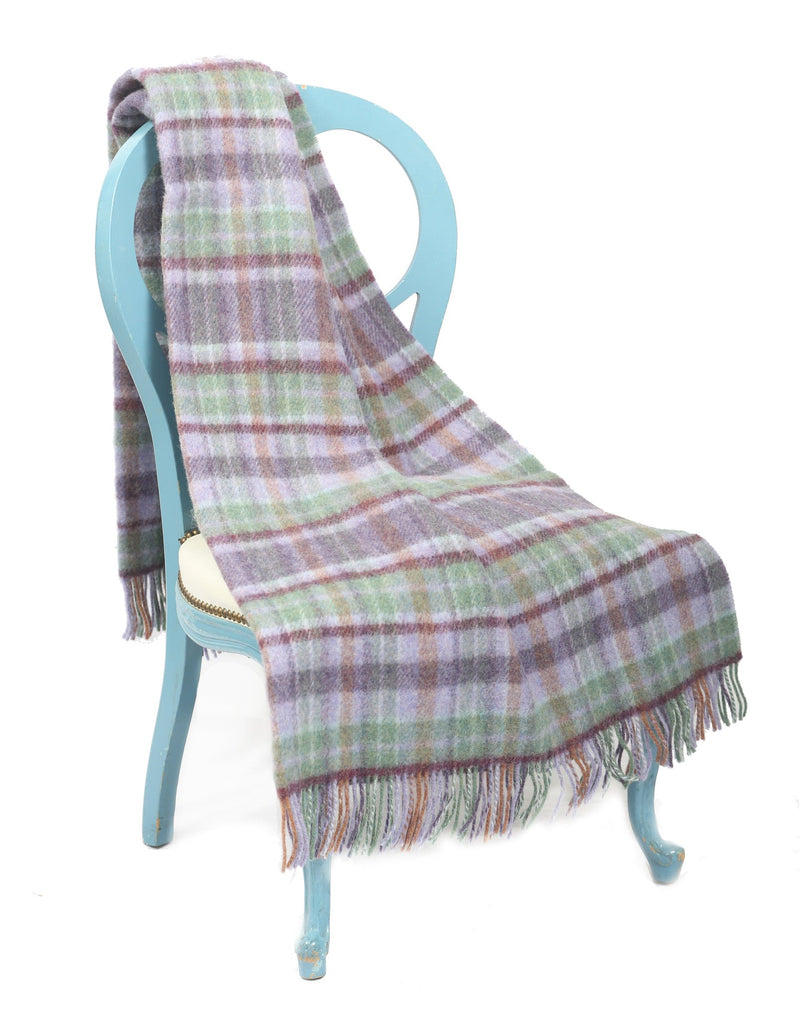 Large Wool Throw Blanket / Lavender Multi