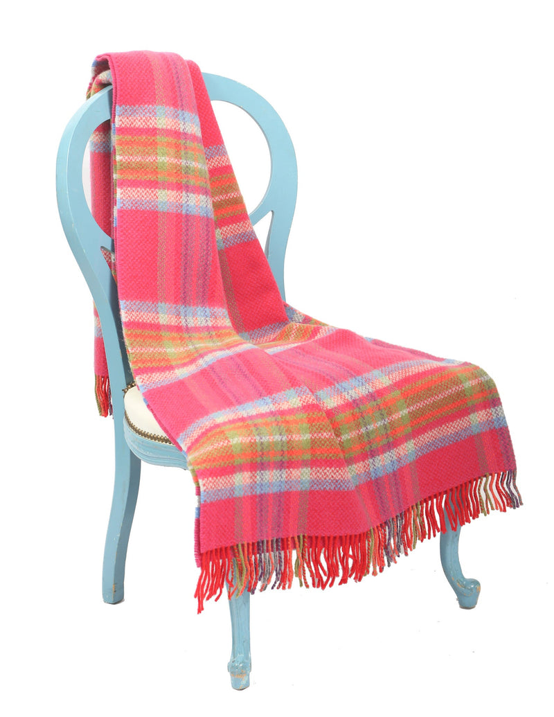 Large Wool Throw Blanket / Pink Multi