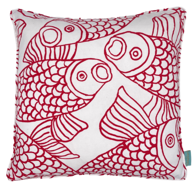 Throw Pillow~Big Fish in Red & White