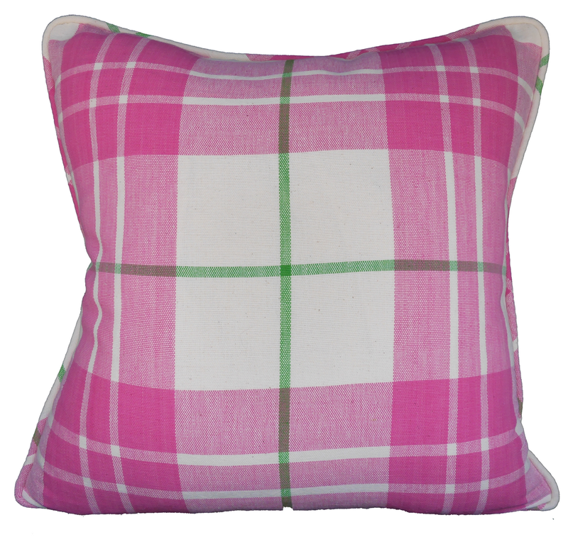 Throw Pillow~Saunders Check in Pink & Green