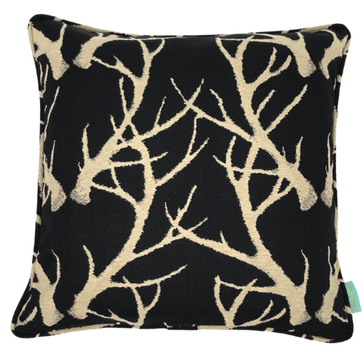 Throw Pillow~Antlers in Black