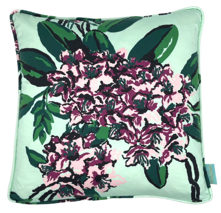 Throw Pillow~Rhododendron  in Mint