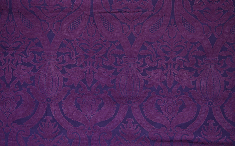 Blenheim Flocked Silk Damask Aubergine Fabric