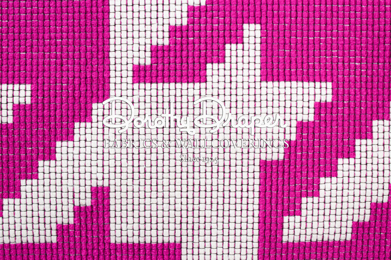Houndstooth Pink & White Fabric
