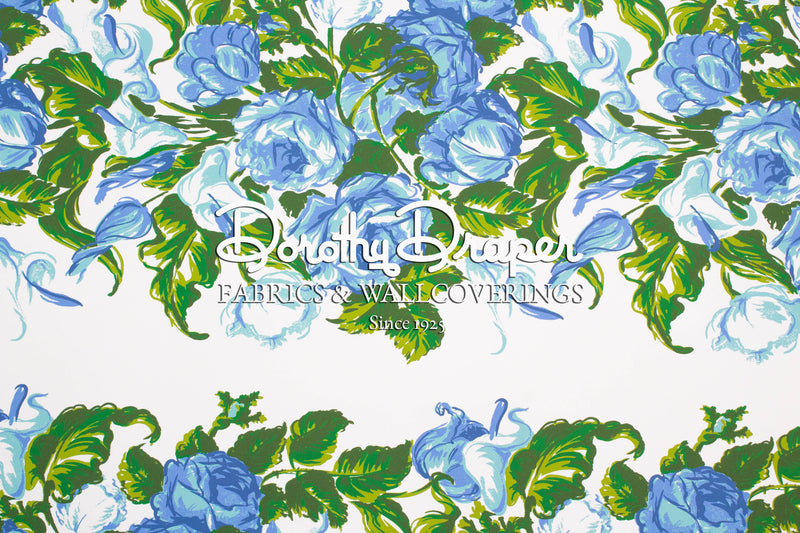 Saratoga Rose Blue Wallpaper