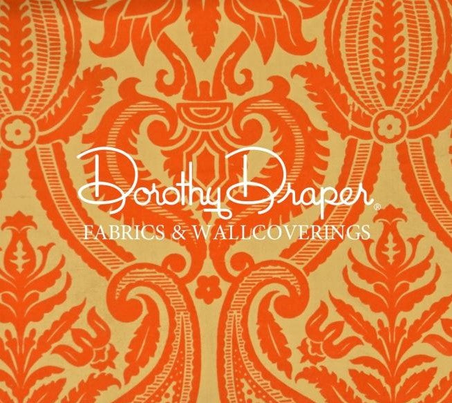 Blenheim Flocked Silk Damask Tangerine Fabric