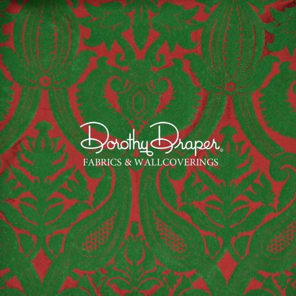 Blenheim Flocked Silk Damask Claret Fabric