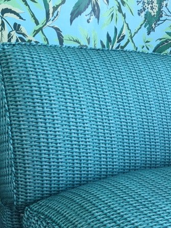 Wicker Indoor/Outdoor Turquoise Fabric